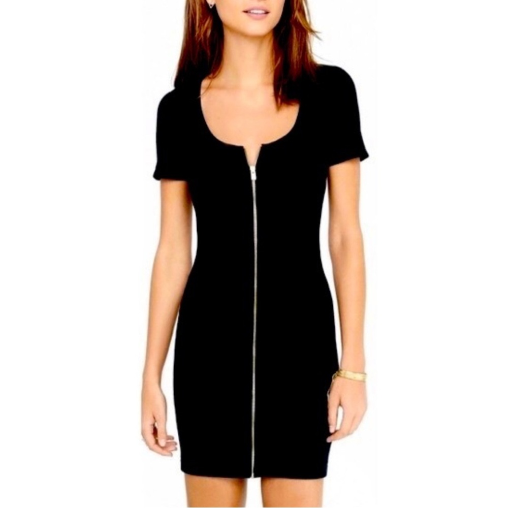 Express Black Mini Dress with Gold Zipper